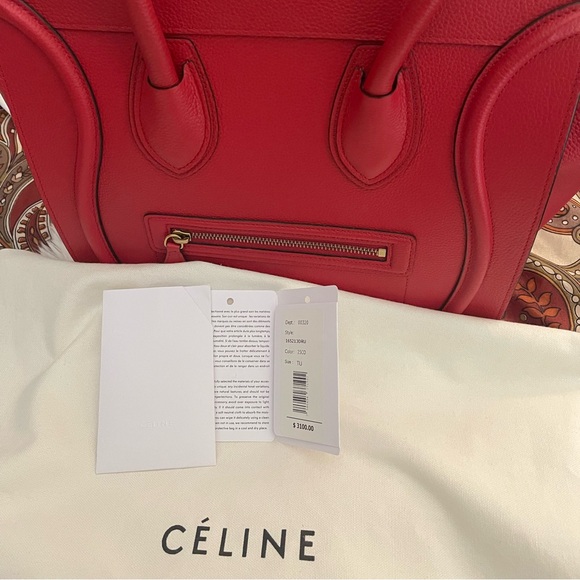 Celine in Pristine condition Red Mini Luggage Handbag. - Picture 10 of 11